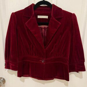 SUSANA MONACO DARK RED/BURGUNDY VISCOSE CROPPED JACKET